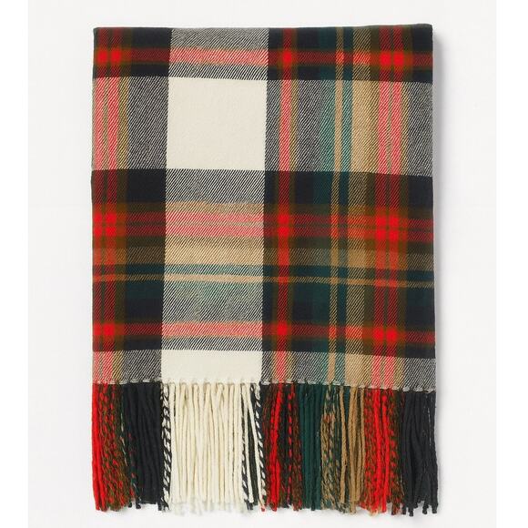 J. Crew Classic Plaid Scarf White Juniper Plaid - Picture 2 of 4
